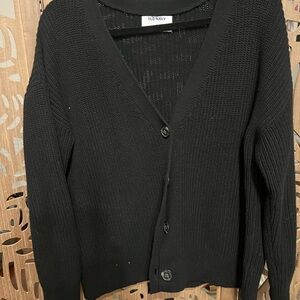Old Navy Black V-Neck Button-Front Cardigan